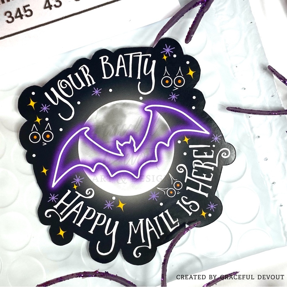 Your Batty Happy Halloween Is Here! 2" (inches) 48ct.) Stickers - Picture 2 of 4